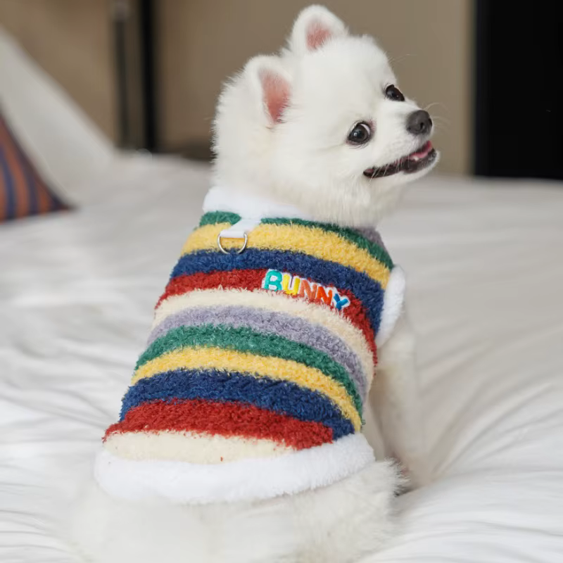 Sudadera con capucha a rayas para perros – Suéter cálido de otoño - imagen 5