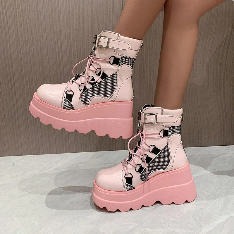 Botines plataforma tacón alto mujer otoño – Modernos con cierre lateral - imagen 4