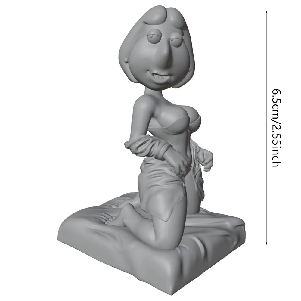 Vista frontal de la figura de resina sonriente