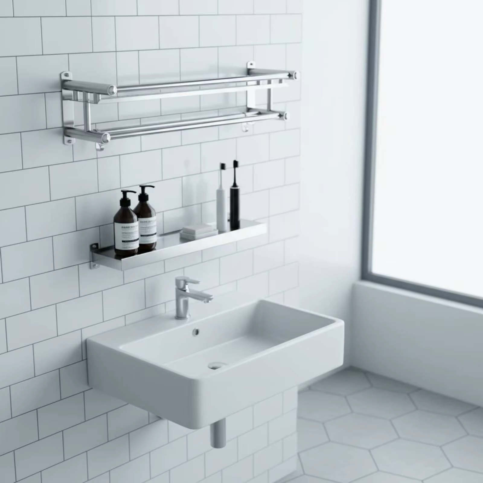 Estante de baño mostrando su funcionalidad y capacidad de organización