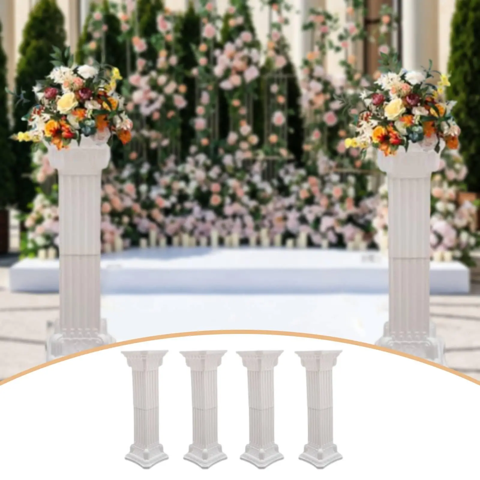 Columnas plásticas blancas para bodas – Soporte flores y globos - imagen 4