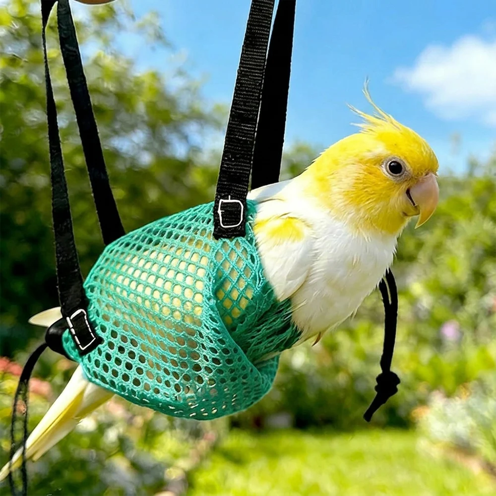 Bolsa de transporte transpirable de malla para loros y periquitos