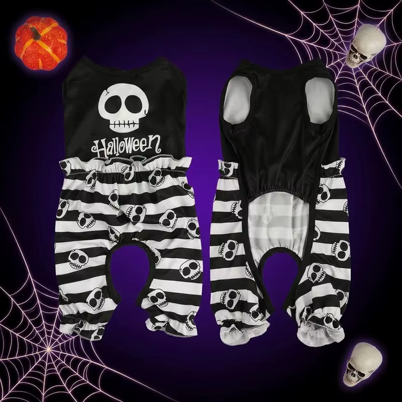 Mono Halloween calavera sin mangas perros pequeños medianos gatos - imagen 3