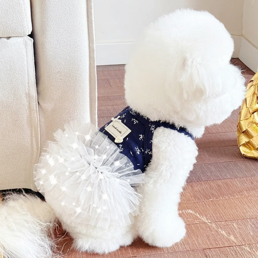 Vestido de chifón estilo princesa para perros pequeños de verano