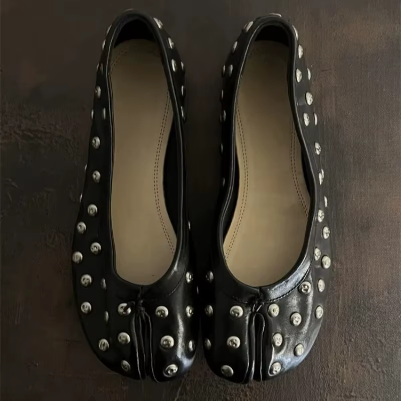 Bailarinas de cuero y satén con punta dividida para mujer - imagen 4
