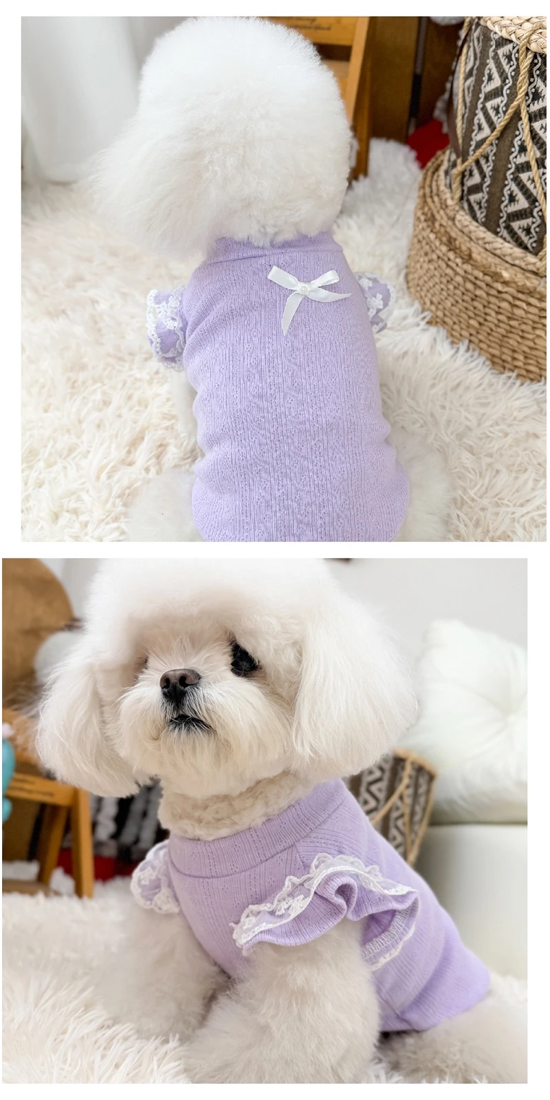 Camiseta de verano para perros, con diseño de encaje y algodón, perfecta para mascotas activas