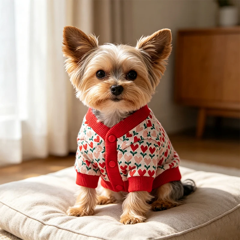 Suéter de Punto Floral para Perros y Gatos – Abrigo Cálido