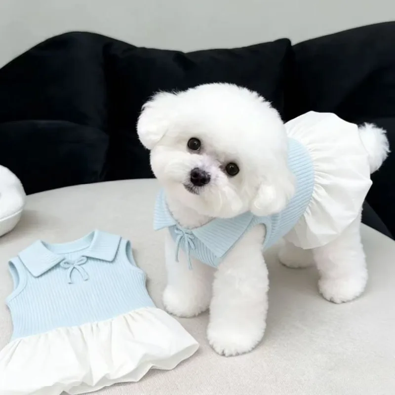 Vestido de verano sin mangas para perros pequeños Teddy y Pomerania