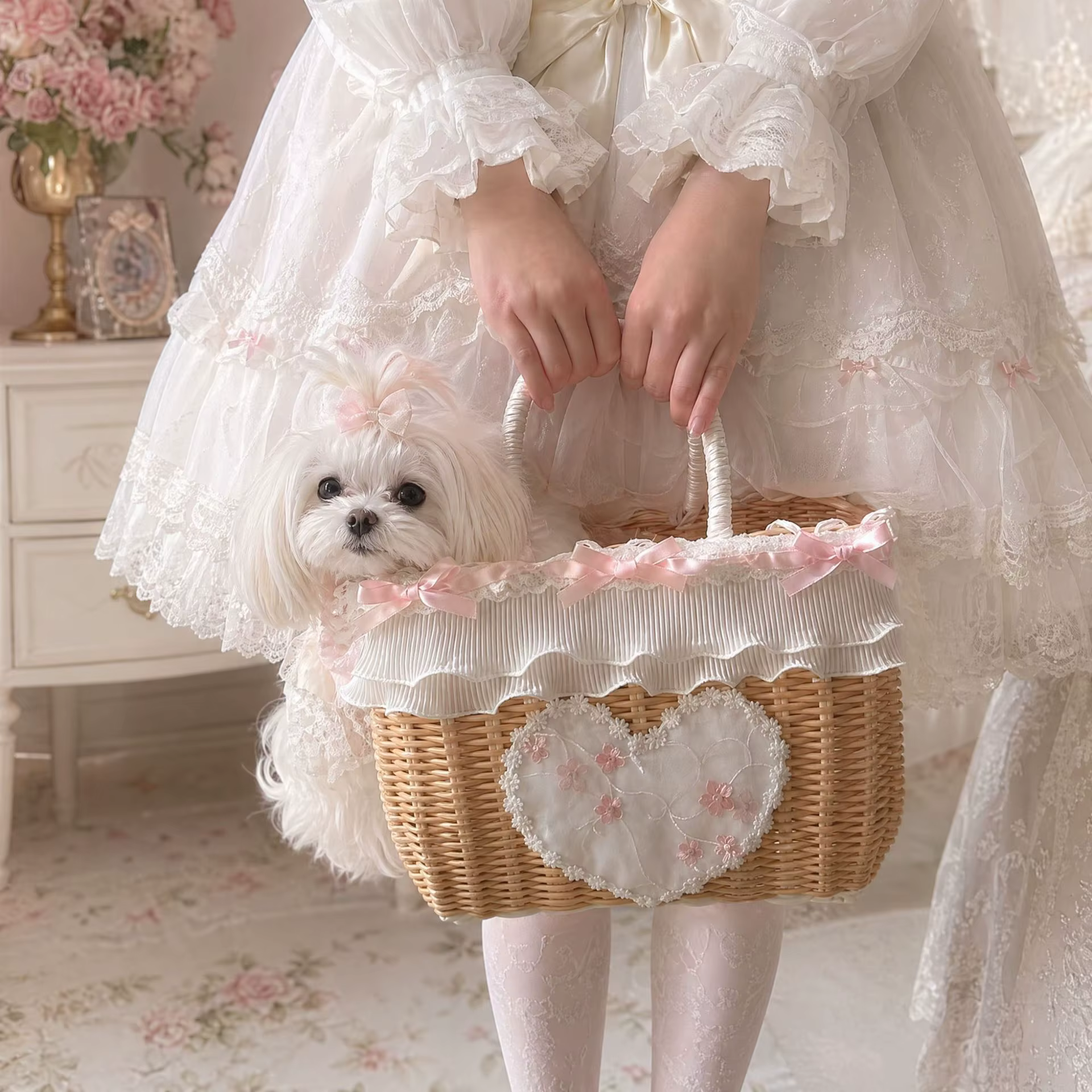 Bolso de transporte tipo cesta tejido resistente para gatos y perros - imagen 5