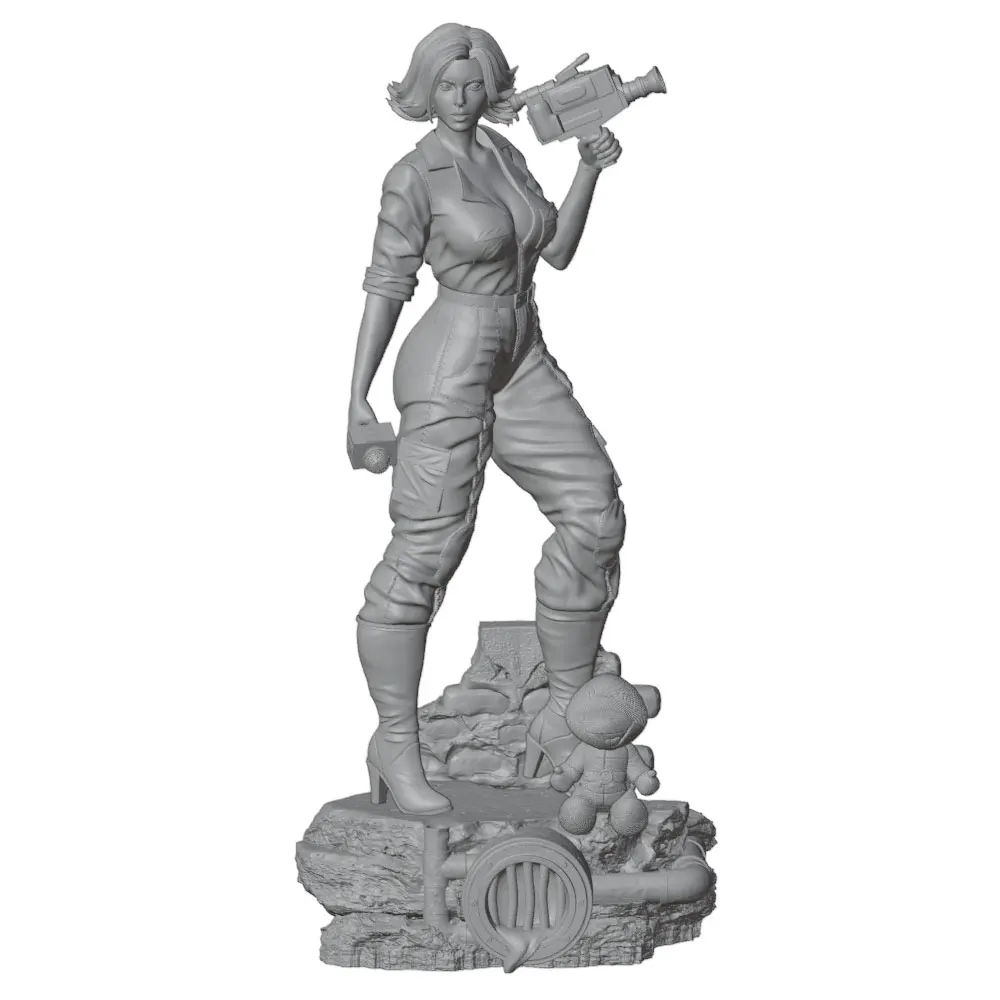 Kit modelo resina 1/24 – Figurna femenina gris, DIY sin montar - imagen 5