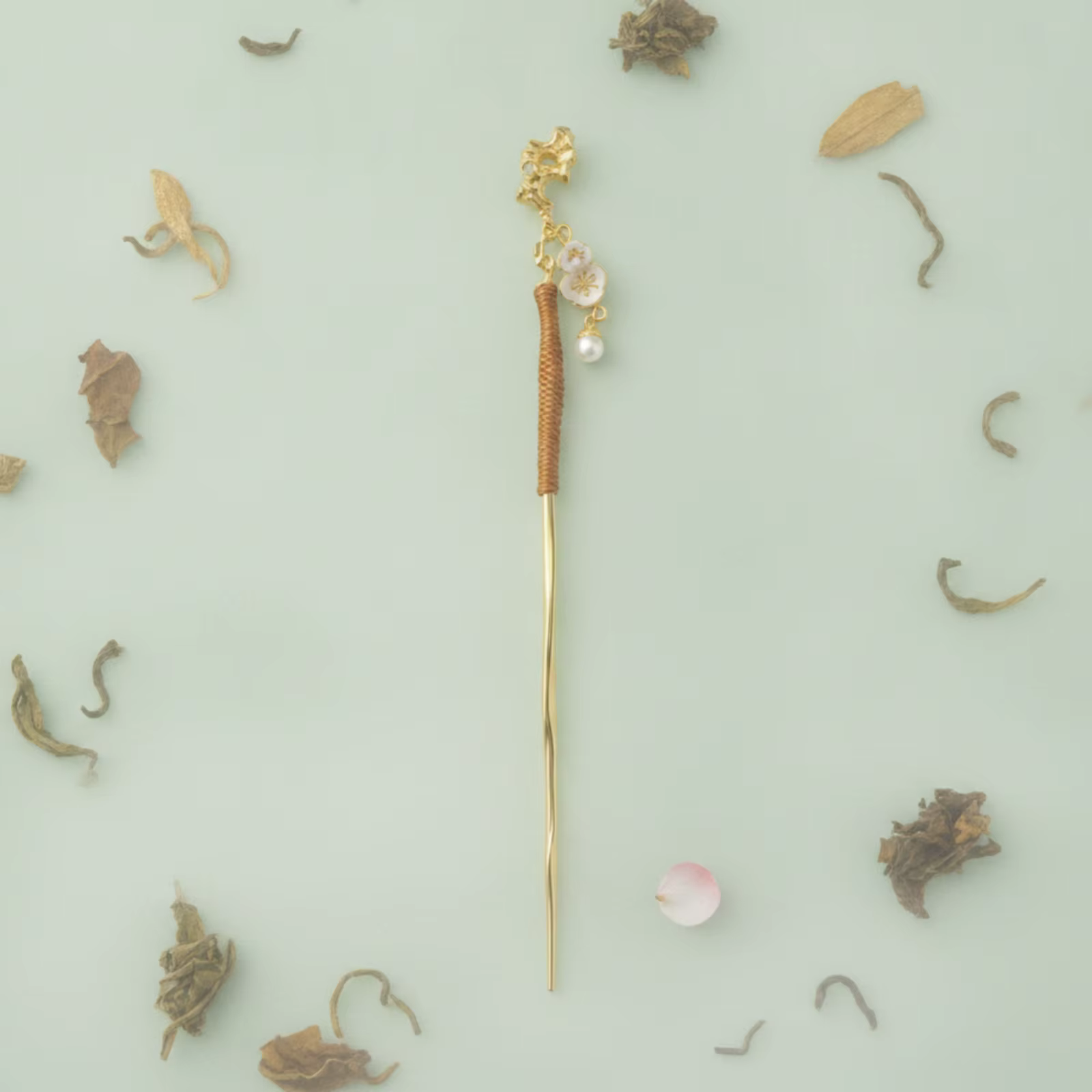 Cuchara de té artesanal de latón con mango de ratán estilo antiguo - imagen 4