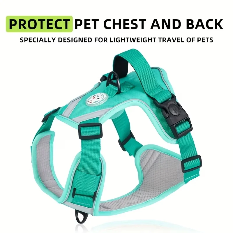 Arnés reflectante ajustable tipo chaleco para perros con asa de control - imagen 3