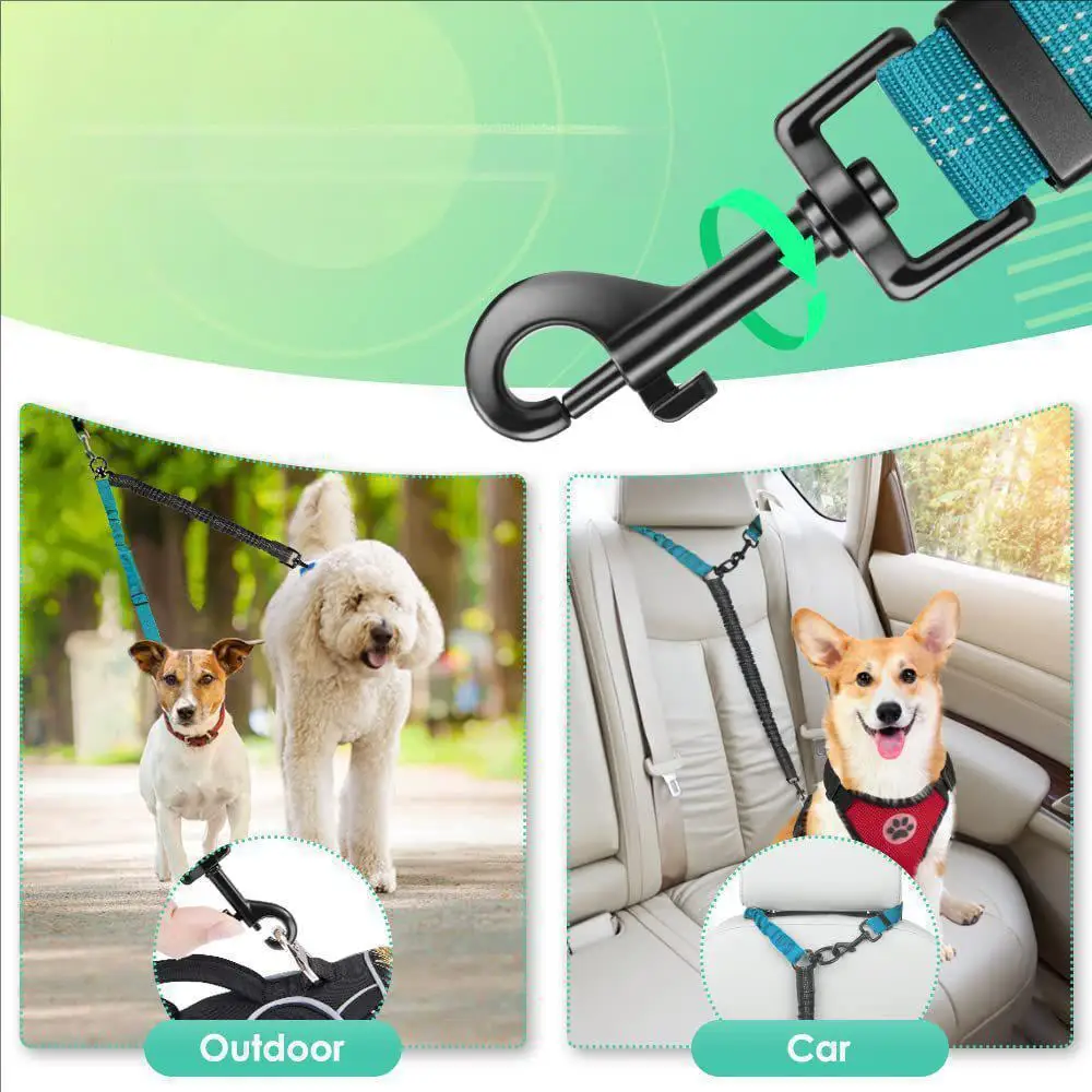Correa elástica extensible doble para perros, cinturón y entrenamiento - imagen 3