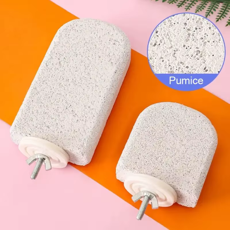 Juguete piedra pómez para jaula de loro pequeño – Plataforma descanso y pulido garras - imagen 2