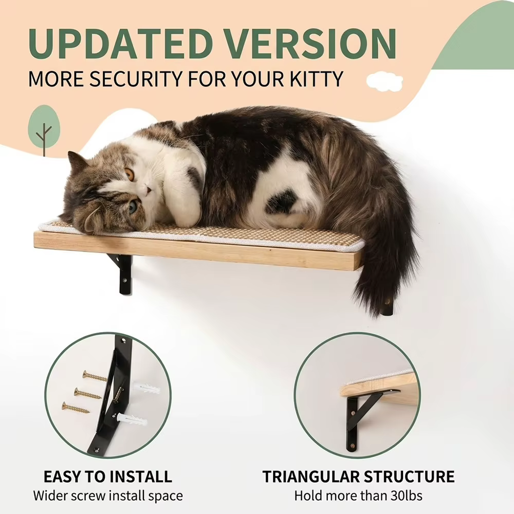 Repisa de Pared para Gatos – Plataforma con Vistas a la Ventana en Madera - imagen 5