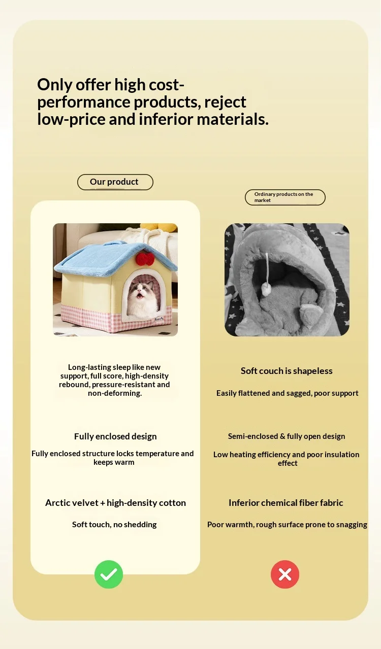 Casa cálida desmontable y lavable para perros y gatos