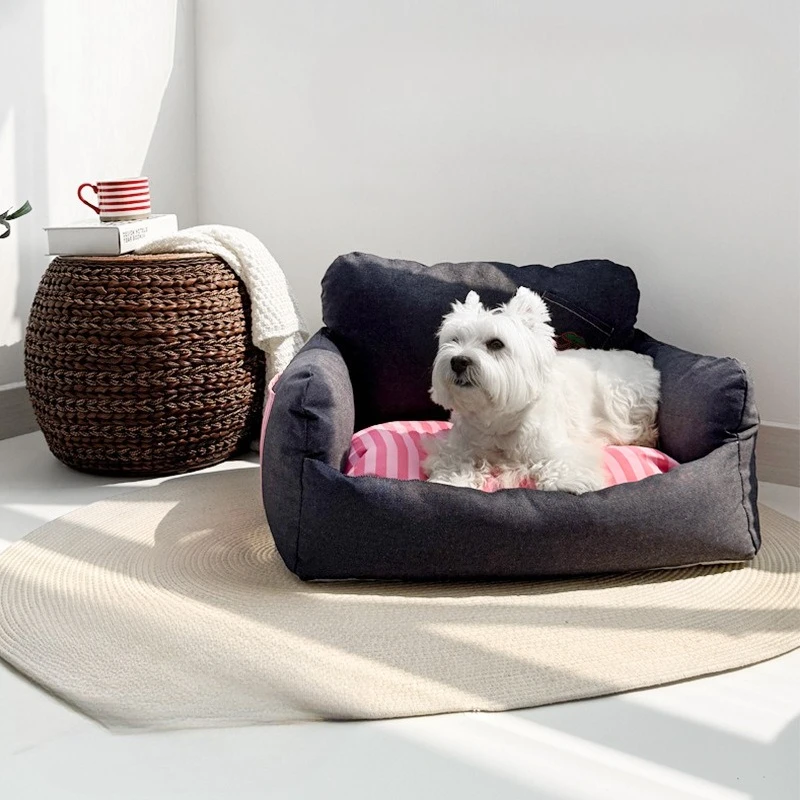 Cama sofá rayas para perros pequeños y gatos - imagen 4