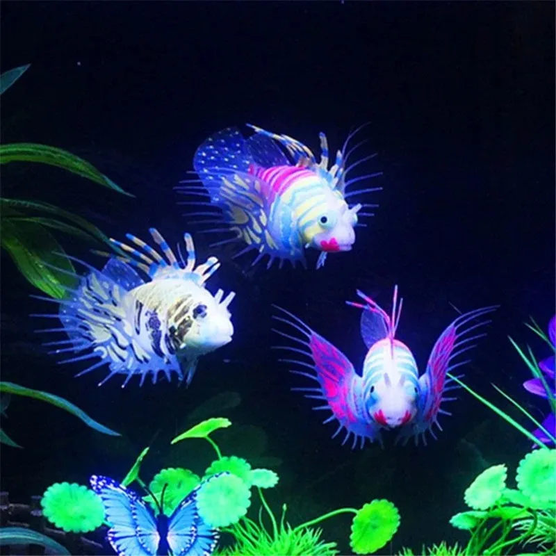 Decoración luminosa pez león para acuario – Silicona brilla en oscuridad - imagen 5