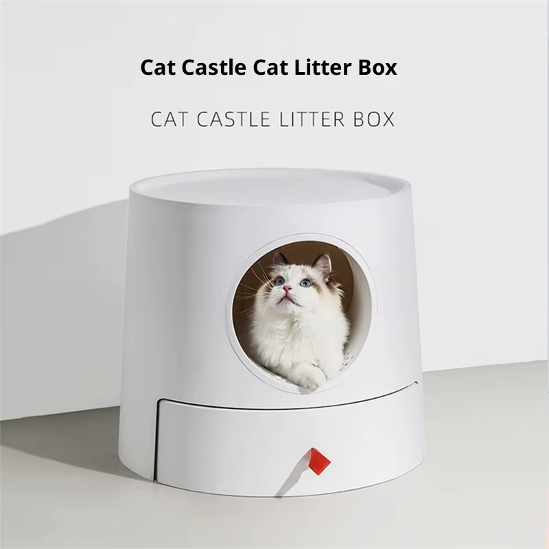 Arenero semicerrado estilo castillo con cama para gatos - imagen 4