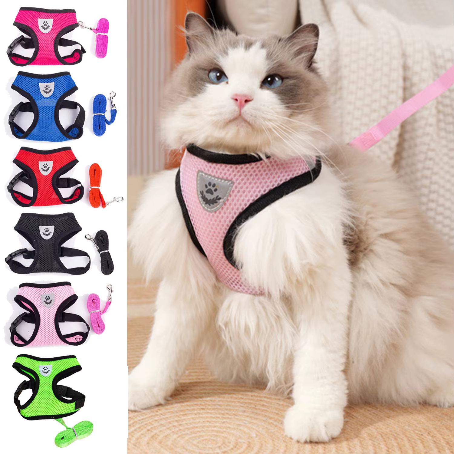 Conjunto reflectante de arnés y correa para gatos y perros pequeños - imagen 5