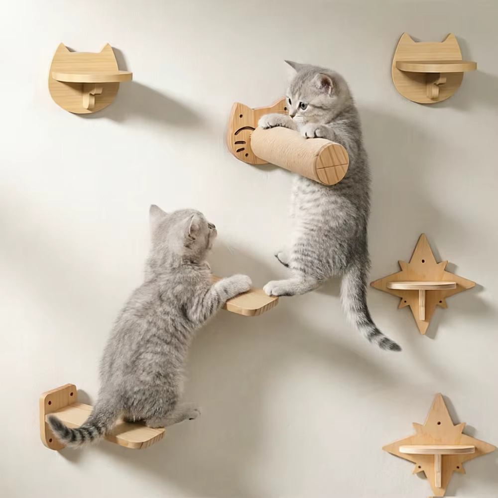 Estantes de pared para gatos: plataforma de madera para escalar