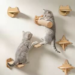 Estantes de pared para gatos: plataforma de madera para escalar