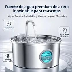 Fuente de agua para gatos y perros de acero inoxidable silenciosa