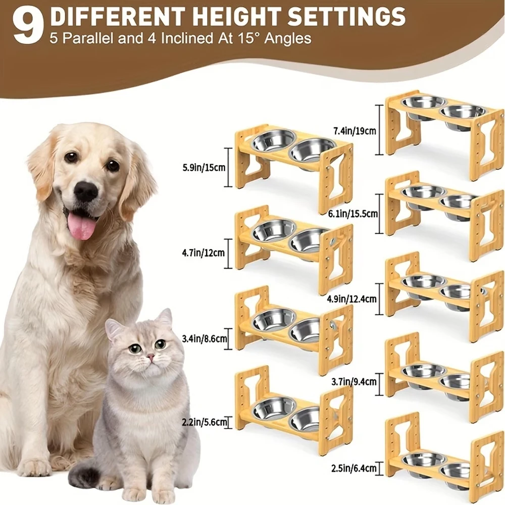 Comedero elevado ajustable para gatos – Tazón acero inoxidable - imagen 2