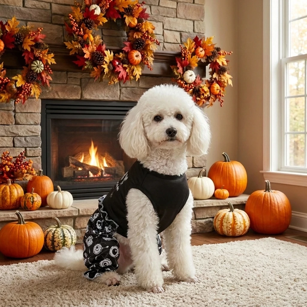 Mono sin mangas para perro de Halloween – Estampado ojos oscuros - imagen 2