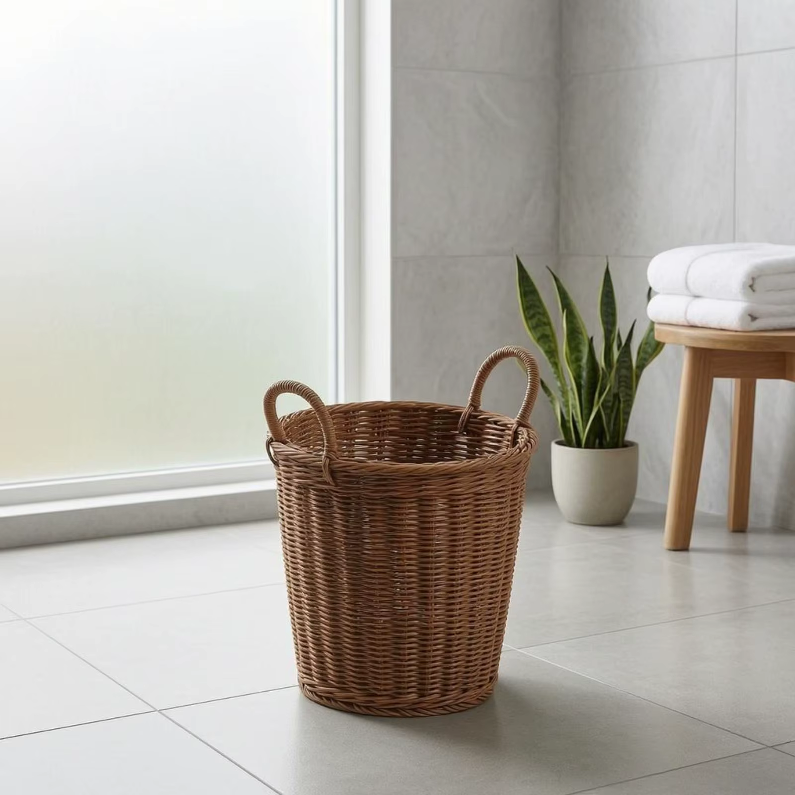 Cesta redonda de mimbre para gatos y perros pequeños - imagen 3