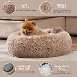 Cama redonda súper suave para gatos y perros grandes, nido cálido