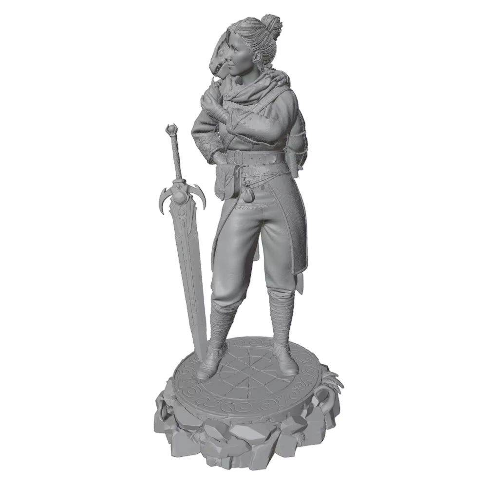 Figura de anime GK mini impresa en 3D gris, sin montar ni pintar - imagen 3