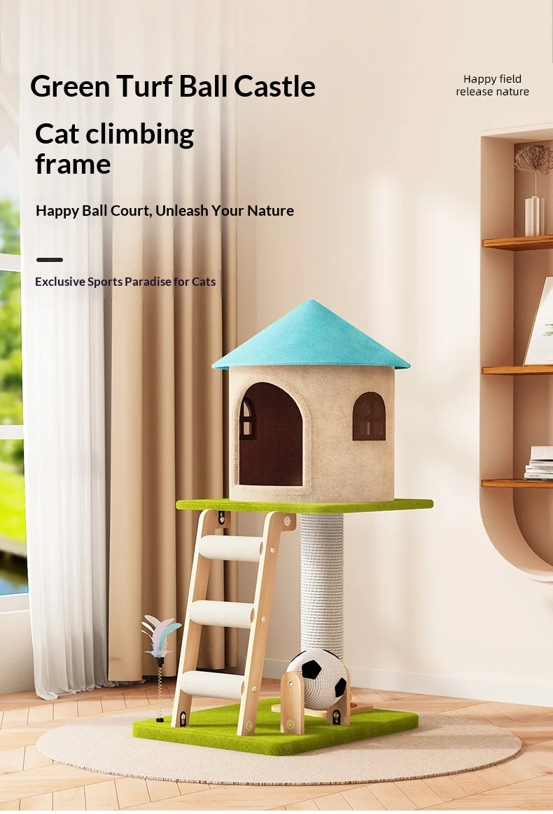 Árbol multinivel con cama y casa para gatos