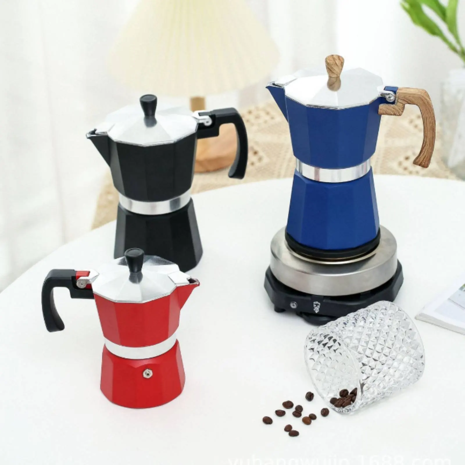 Cafetera italiana octogonal de aluminio con seguridad y fácil limpieza - imagen 5