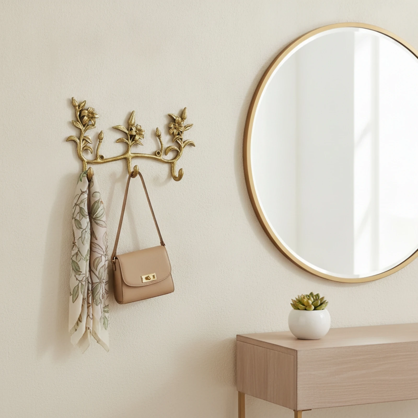 Perchero floral dorado para correas y collares de perro - imagen 4