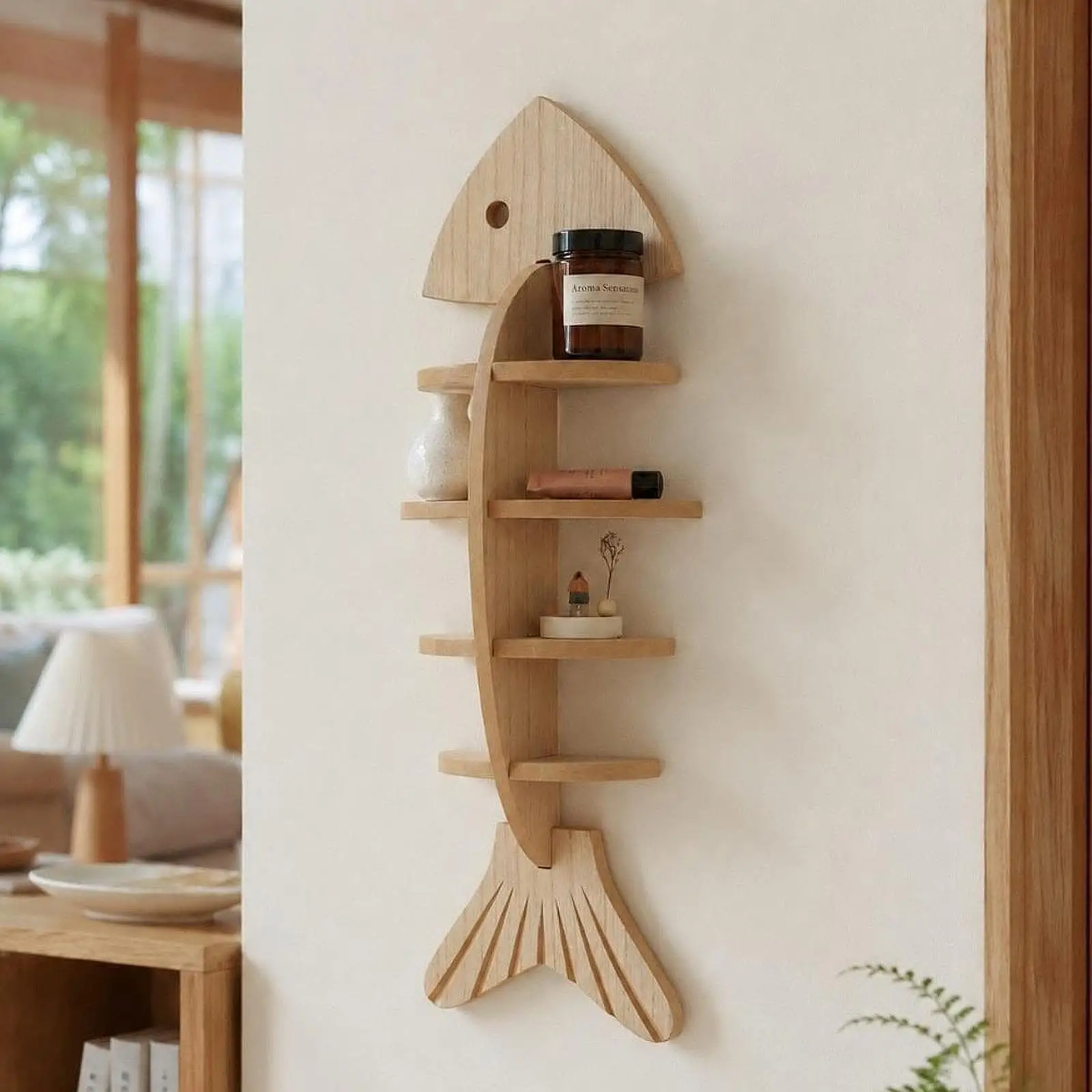 Estante de pared con forma de espina de pescado para gatos - imagen 3