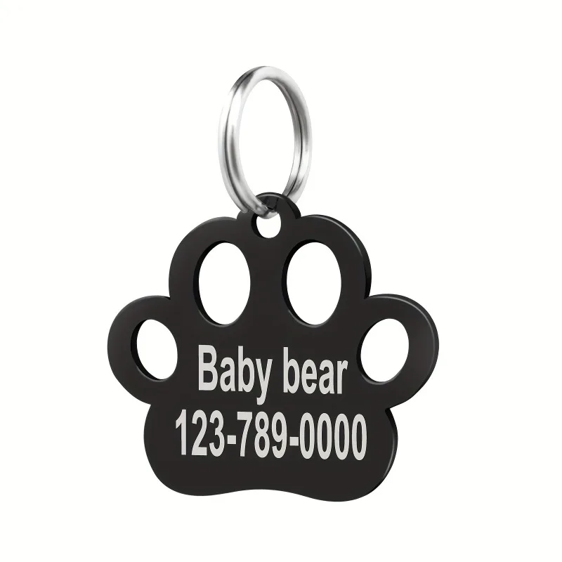 Placa Identificación Personalizada para Gato con Nombre Grabado y Diseño Huella - imagen 2