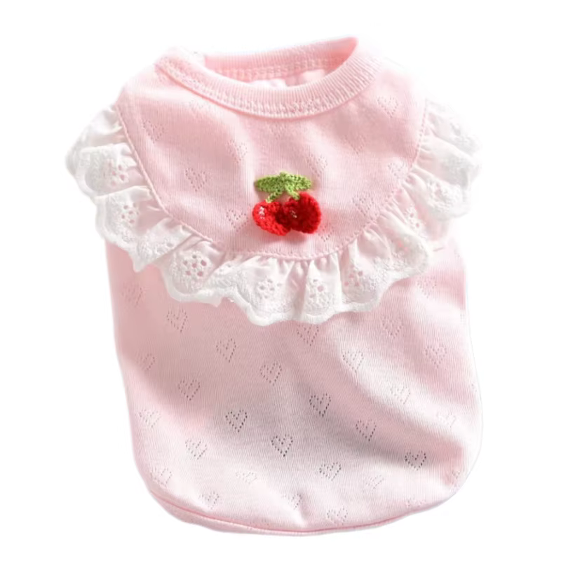 Camiseta sin mangas transpirable para perros pequeños con cerezas