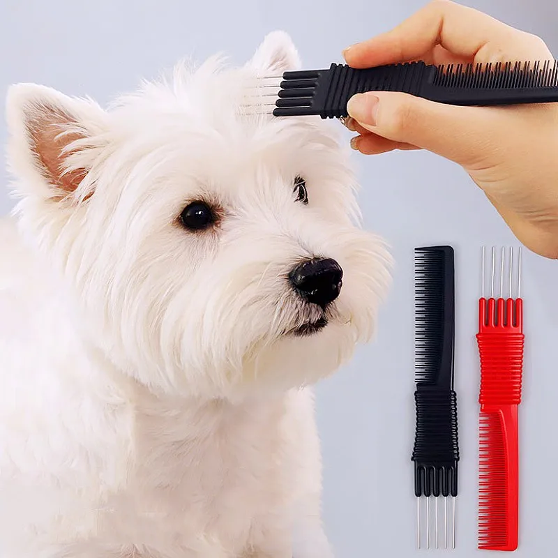 Peine doble cara de acero inoxidable para perros de pelo largo