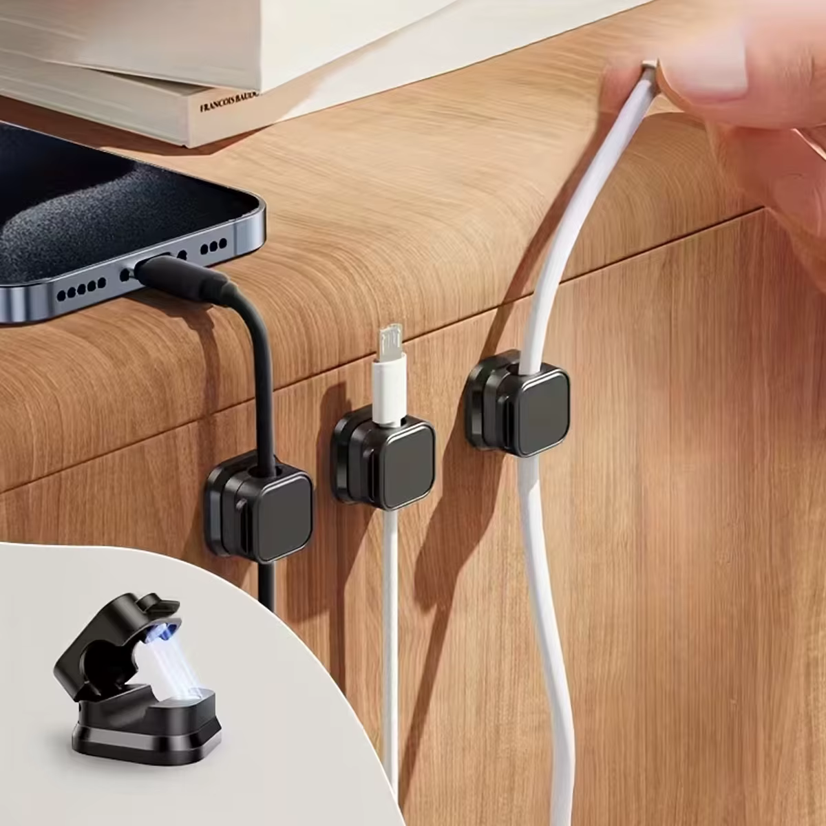 Organizador de cables con clips magnéticos autoadhesivos sin taladrar - imagen 2
