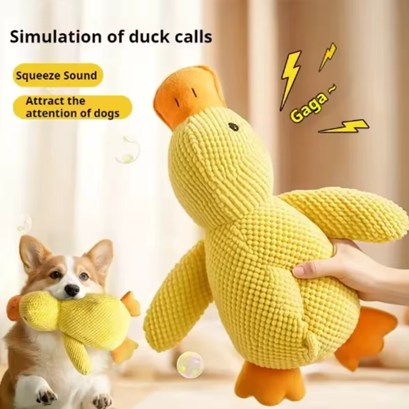 Juguete para perros peluche pato amarillo interactivo antiestrés - imagen 4