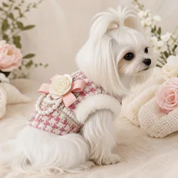 Chaquetita felpa rosa cálida para perros y gatos pequeños