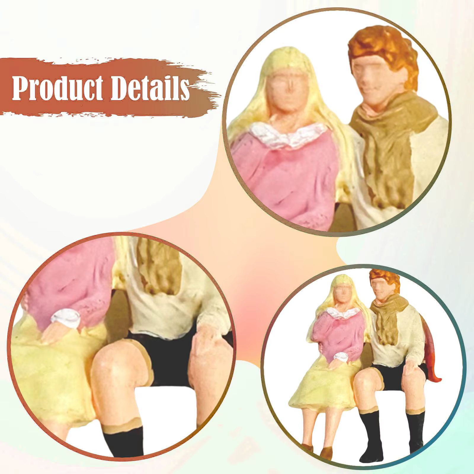 Figura miniatura pareja 1/64 – Adorno decorativo pintado a mano - imagen 2
