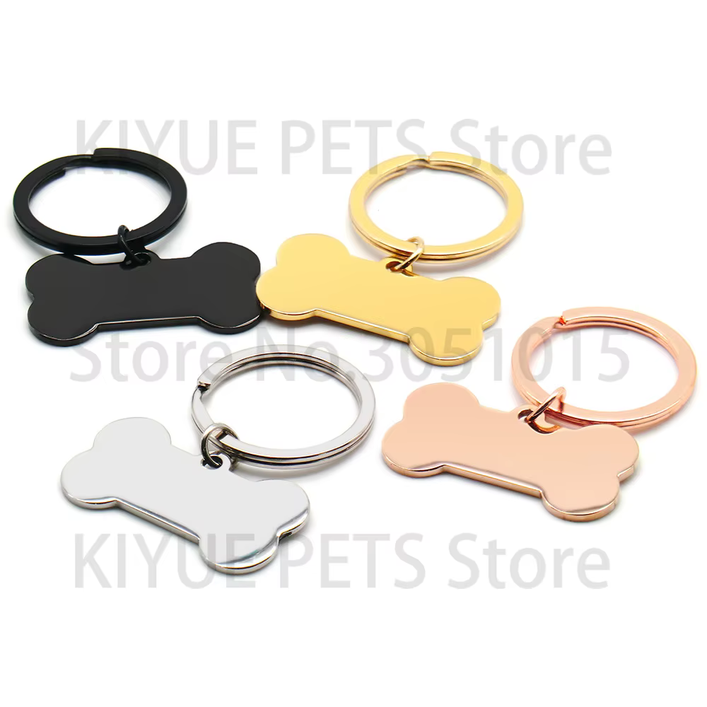 Placas Identificación Perros y Gatos Forma Hueso Acero Inoxidable - imagen 4