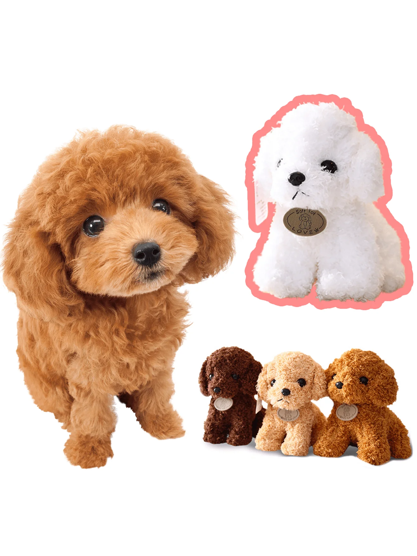 Perro de peluche multicolor de felpa suave para perros