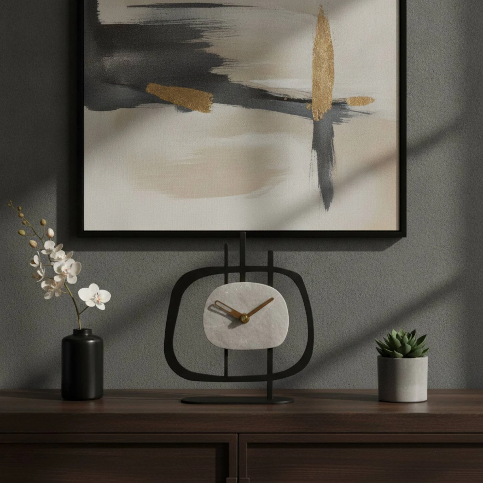 Reloj de mesa decorativo con marco metálico para escritorio y estante - imagen 5