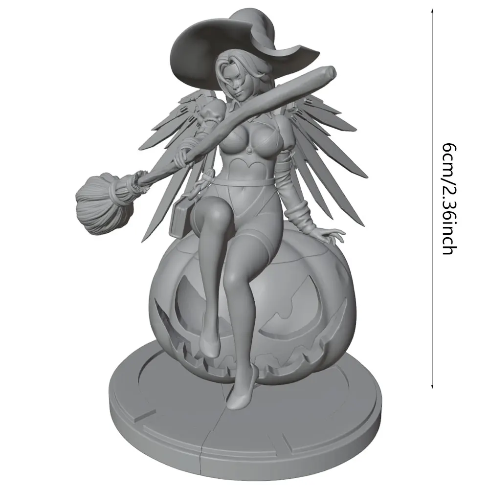Vista frontal de la figura de bruja mágica
