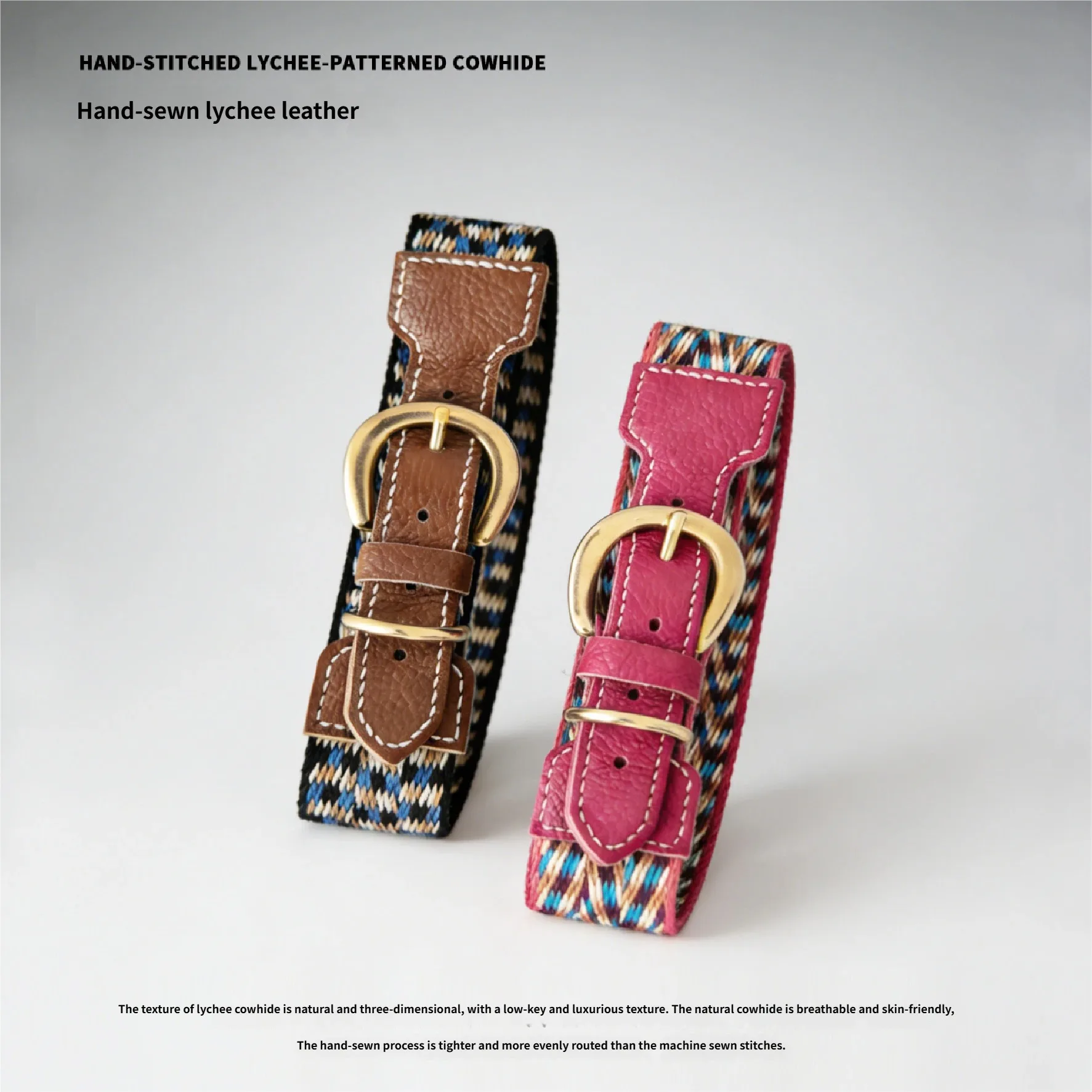 Collar de cuero para perro trenzado bohemio con correa ajustable - imagen 5