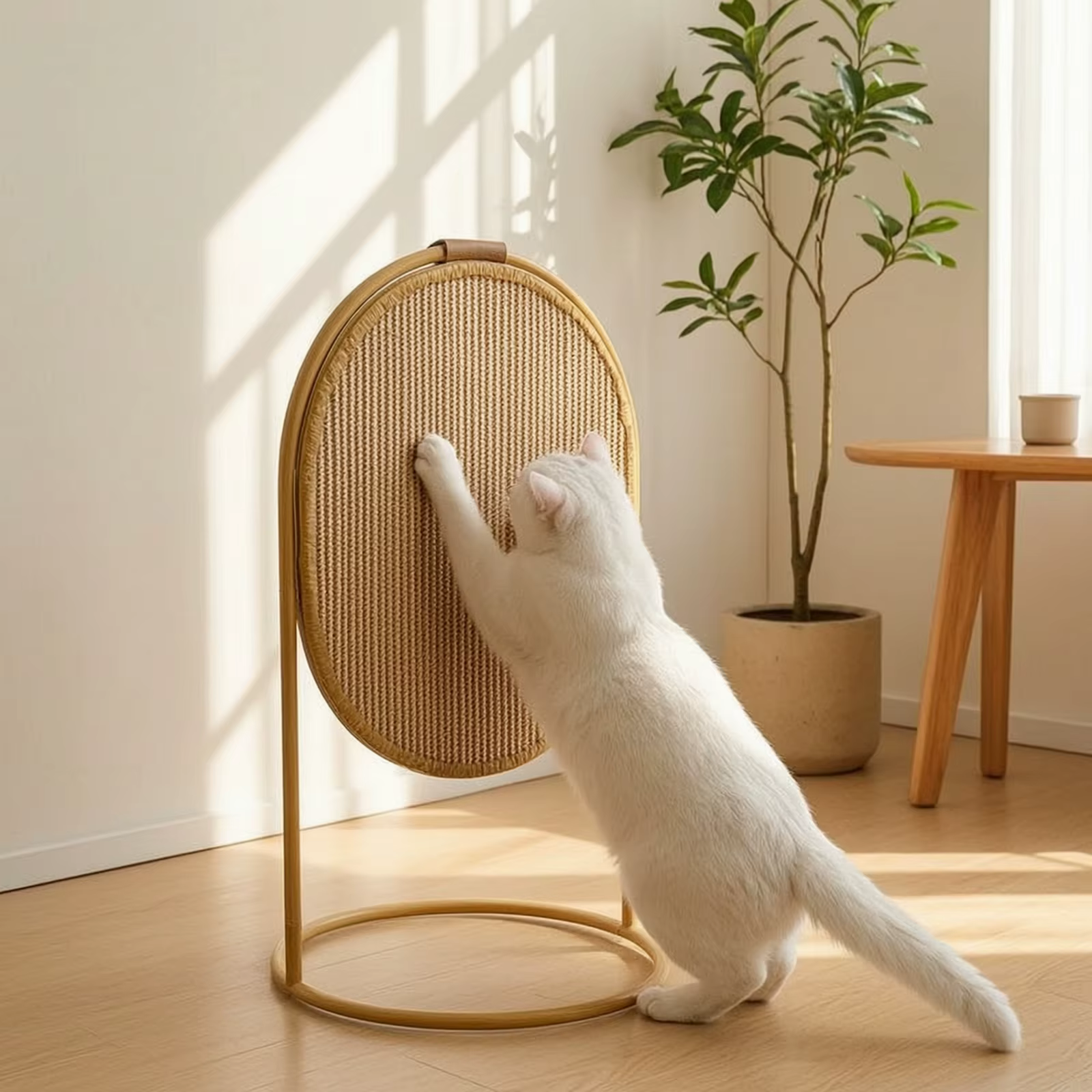 Rascador arqueado metálico para gatos de interior natural y duradero - imagen 2