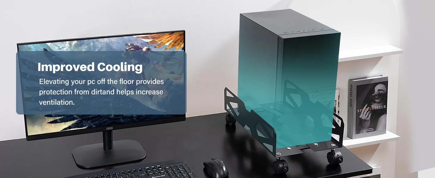 Soporte móvil para CPU bajo el escritorio